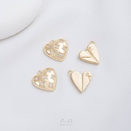 14K Gold-Covered Color Retention Inlaid Zircon Peach Heart-Shaped Pendant Paper Airplane-Shaped Love