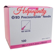 BD PRECISIONGLIDE NEEDLE 18G x 1-1/2" (1.2MM x 38MM) 100'S