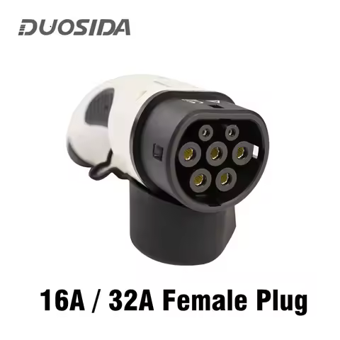 Duosida 16A 32A Type 2 EV Side IEC62196 European Standard Plug 1-Phase 3-Phase IEC Female AC Plug EV