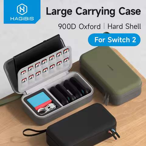 Hagibis Portable Carrying Case for Switch 2 Large Travel Pouch Bag for NS Accessories Charger/Cable/