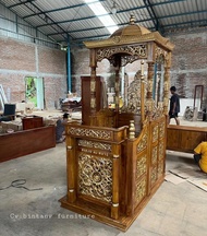 Mimbar kubah masjid kayu 100x150cm tinggi 270cm