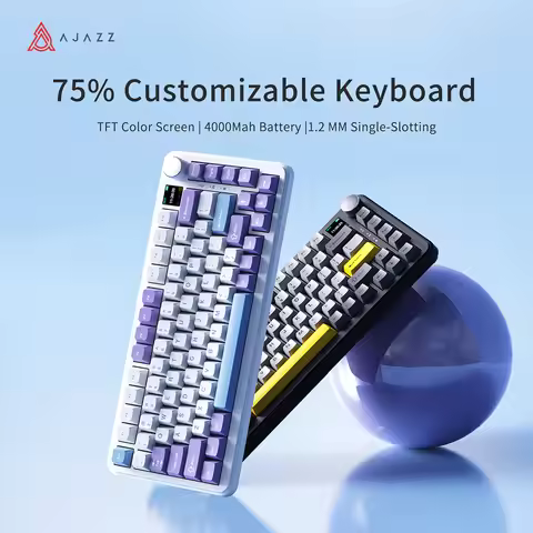 Ajazz AK820MAX Mechanical keyboard With TFT Colour Screen BT5.1/2.4G/Type-C Tri-Mode RGB Backlit Hot