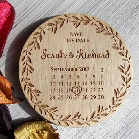 Wooden Save the Date Magnets With Calendar / Rustic SAVE THE DATE For Wedding / Vines Designs Weddin
