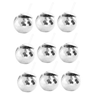 9 PCS Disco Ball Cups 20 OZ Disco Cups with Straws and Lid Reusable Flash Ball Tumbler Cocktail Cup 