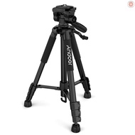 Andoer TTT-663N 57.5inch Travel Lightweight Camera Tripod Stand Phone Tripod for DSLR SLR Camcorder Photography Video Shooting with Carry Bag Phone Clamp Max.Lo  [24NEW]