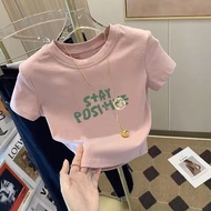 Cupids Summer bow letter printed women's Tshirt navel expose short sleeves