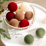 8cm Flocking Christmas Ball Coffee Color Green Decoration Ball Christmas Tree Decoration Ball