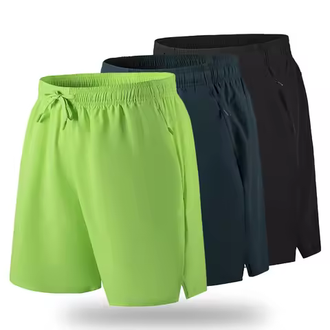 (M-6XL)Men's Zipper Pocket Quick Dry Loose Fit Sport Shorts Lightweight Exercise Training Running Gy
