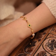 Moska Monets Style Stone Bracelet Gold Bracelet Waterproof Anti-Tarnish Niche Design Bracelet