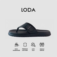 LOKAL LODA - Oxen Black Dark Brown Premium Leather Slide Sandals for Adult Men