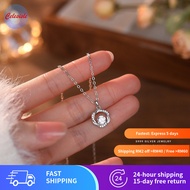 S999 Solid Silver Necklace with Mobius Ring Moissanite, Luxe Zircon Clavicle Chain Versatile Jewelry