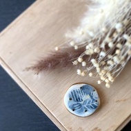 花圈 繪釉 陶器 金繼 線條 髮飾 髮圈 馬尾夾 胸針 海軍藍 寶藍 藍色 金色 黃色 咖啡色