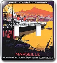 3dRose lsp_149239_2 Vintage Paris Lyon Mediterranean Steam Ship Travel Poster Double Toggle Switch