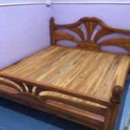 เตียงใบพัดขนาด 6 ฟุต เตียงนอนไม้สักแท้100%(ส่งฟรี‼️)