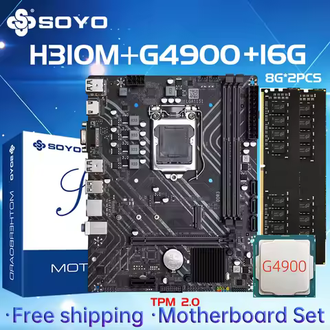 SOYO H310M DDR3 Motherboard Kit Xeon G4900 CPU 16GB=(8G*2) RAM Intel LGA1151 TPM2.0 Office Desktop P