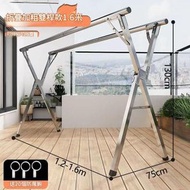 全城熱賣 - 晾衣架加粗落地折疊陽臺家用室內可伸縮不鏽鋼晾衣架 01 銀色/B 款（平行進口）