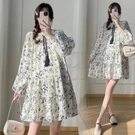 crush~Plus Size Broken Flowers Fashion Dress Age Reduction