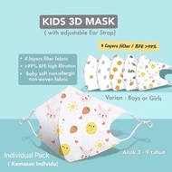 N☎Nk Masker Duckbill Anak 4Ply Masker 3D Anak 4 Layers + Adjustable