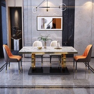 S-T💛Light Luxury Stone Plate Dining Table Italian Minimalist Modern Minimalist Rectangular Dining Table Nordic Marble Di