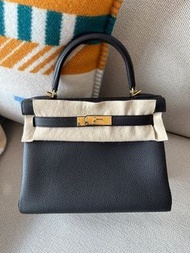 愛馬仕 Hermes Kelly 28 黑色金扣 togo
