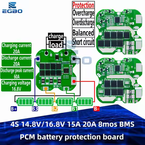 1~10PCS 4S 14.8V/16.8V 15A 20A 8mos BMS PCM battery protection board bms pcm for lithium 21700 Terna