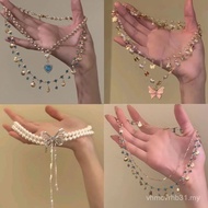 Hot Sale Butterfly Stacked Tassel Necklace Female Escape Princess Light Luxury High-value Sweet Clav