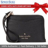 Kate Spade Card case In Gift Box Leila Small Cardholder Wristlet Black # WLR00398