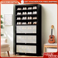 Dustproof Shoe Cabinet Black Shoe Rack with Breathable Flip Door Large Capacity Tall Shoes Cabinet Home Entrance Shoe Shelf - 3/5/7/9/11Tier HYNL