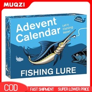 Ltdrao Christmas Countdown Calendar Fishing Theme Advent Calendar 24pcs Christmas Fishing Lure Adven
