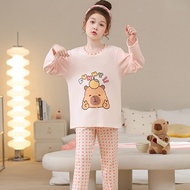 [Ship from Malaysia] Eid Mubarak Kids Outfit Skin-friendly Teen's Long Sleeve Nightwear Girls' Round