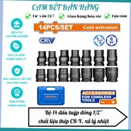 Set of 14 1/2'' socket tips made of CR-V steel, heat treated WADFOW WMS4D01