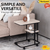 Cod 2-Layer Side Table With Wheels Minimalist Easy To Move For Dormitory Condo Bedside Essentials