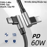 Cáp Sạc Nhanh Type-C Sang Type-C 60W PD Dây Dữ Liệu Khuỷu Tay Kép 90 Độ Cho iPhone Xiaomi Samsung Re