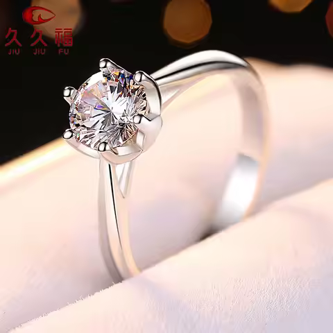 Retro Six-Claw Lotus Ring for Women, PT950 Platinum Base and 1 Carat Moissanite, display unique orie