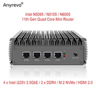 New 11th Gen N5095 Quad Core Soft Router 2.5G pfSense 4*Intel i225 Nics NVMe 2*DDR4 Fanless Mini PC 