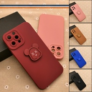 Ip ho ne 15 Ip 15 Plus Ip 15 Pro Ip 15 Pro Max Plain Bear Stand I-Ring Back Silicone Case Cover Casi
