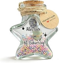60th Birthday Gift Women Men Star Shape Glass Bottles with Corks, Money Gifts Birthday 60th Birthday