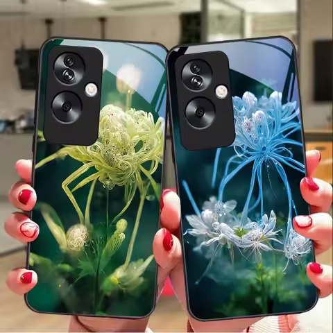 Golden Peony Green For Oppo A79 5G 58 78 74 60 4G Reno 11F Realme GT 6 11 Note 50 10 C55 X2 Tempered