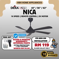 【FIERO NICA】Fiero NICA 5 Blades DC Motor Ceiling Fan with 16 Speeds + RF Remote Control - Matt Black
