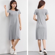 Plus Size Women's Summer Modal Short Sleeve Long T-Shirt Casual Ladies Dress
