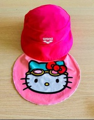 Arena Hello Kitty 聯乘泳裝-水陸兩用防曬泳帽+防曬泳衣-9成新
