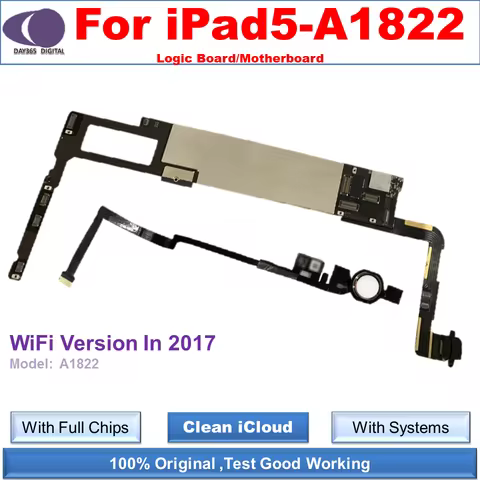 iCloud free Unlocked Motherboard for iPad 5 Logic Board for A1822 A1823 WiFi SIM version In 2017 Wit