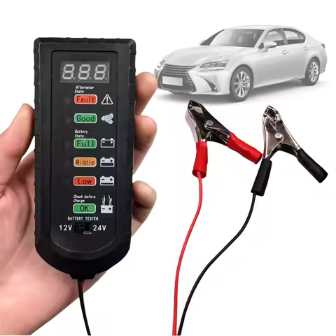 12V 24V Car Battery Tester Alternator Tester 6 LED Indicator Digital Car Motorcycle Battery Load Tes