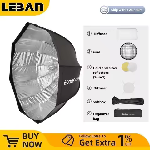 Godox AD-S60S 60cm Silver Deep Parabolic Softbox with Honeycomb Grid Godox Mount Softbox for AD300PR