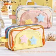 JEROMYZJSU Y2K Star Stationery Bag, 7 Multilayer Desktop Storage Korean Pencil Case, Cloth Pen Bag L