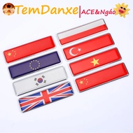 3D long rectangular alloy car sticker Logo with national flags 10.4x3x0.2cm