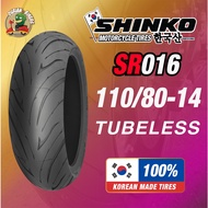 Korea Shinko Tayar Tire Tubeless SR016 110/80-14 110-80-14 110/80x14 110/80 14 Pirelli Corsa Micheli