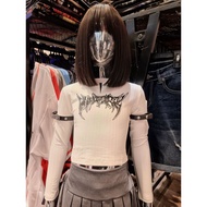 Gothic Ribbed Long-Sleeve Crop Top