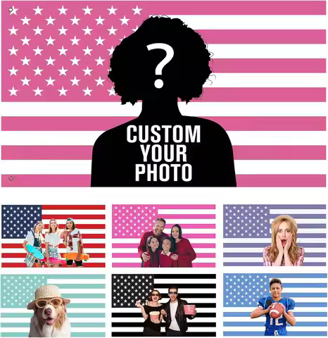 Custom Pink American US Flag 3x5 Ft, Personalized Funny Flags Design Your Own Image Logo Photo Text 