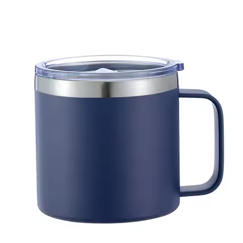 14 oz Coffee Mug, Vacuum Insulated Camping Mug with Lid, Double Wall Stainless Steel Travel Tumbler 